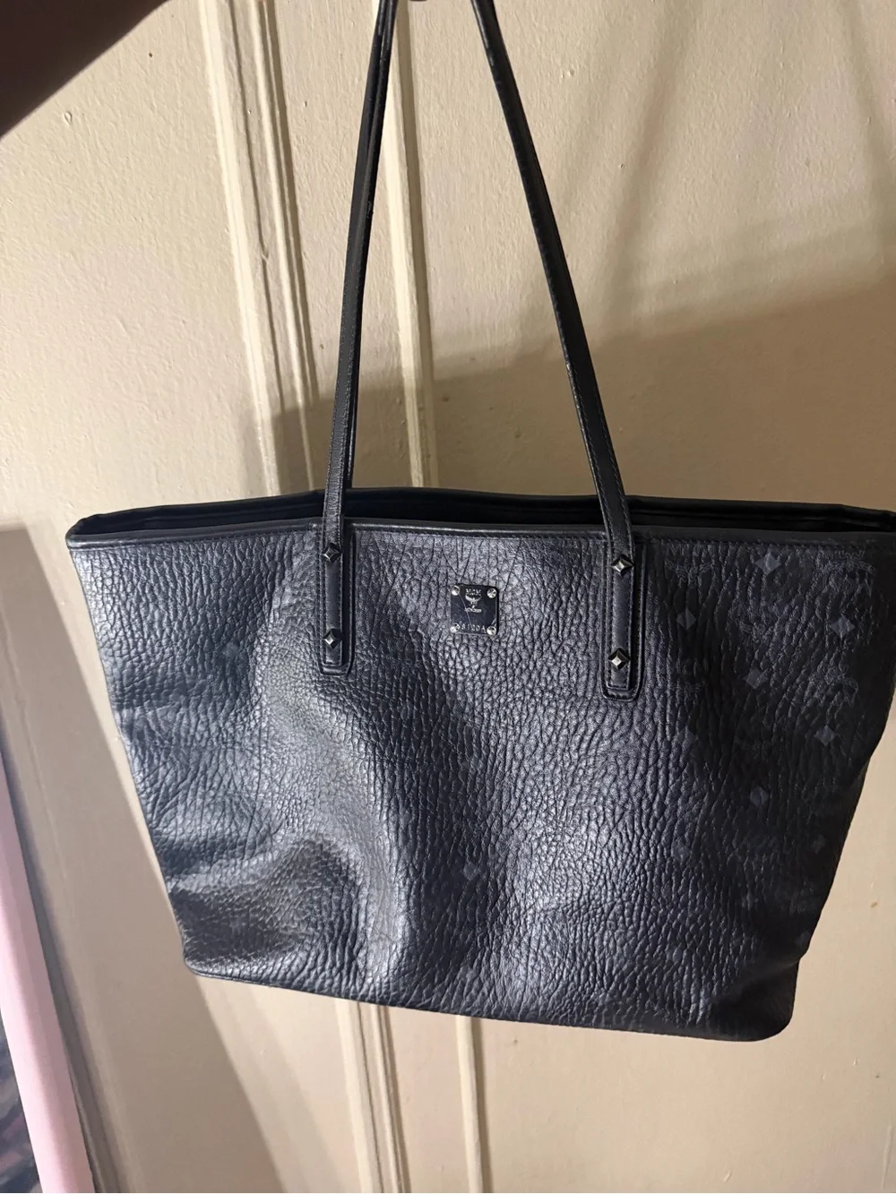 MCM Black Medium Visetos Shopper Tote